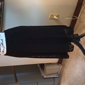 Loft Black Crocheted Skirt, Fully Lined.